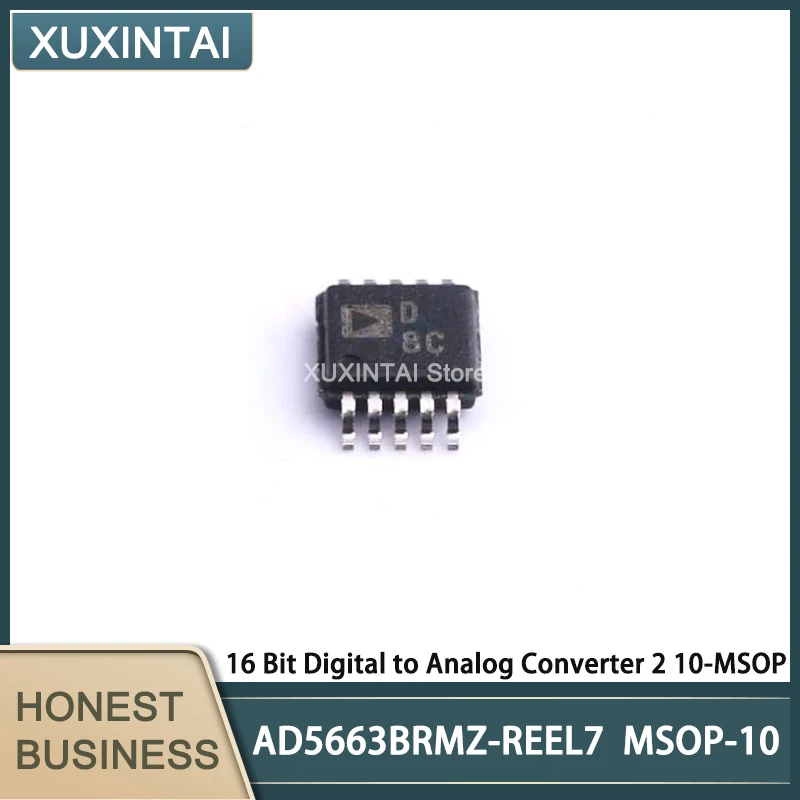 5Pcs/Lot   New Original AD5663BRMZ-REEL7 AD5663BRMZ 16 Bit Digital to Analog Converter 2 10-MSOP