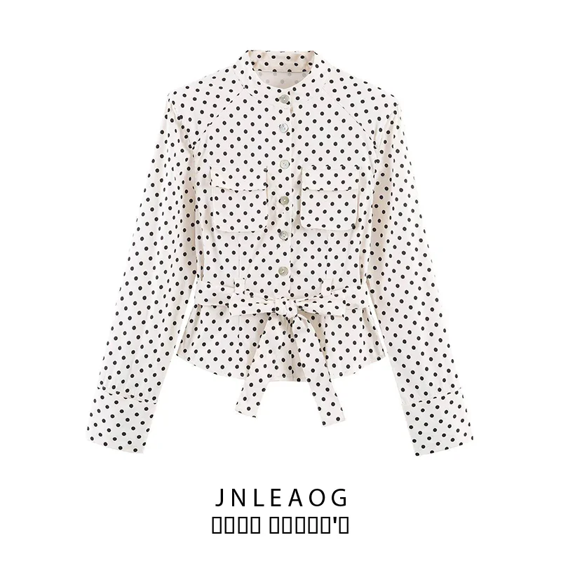 

Spring New Arrival Women's Shirt Style Dotted Outerwear Versatile Fashionable Long Sleeve Standard Fit Polyester Fiber Coat