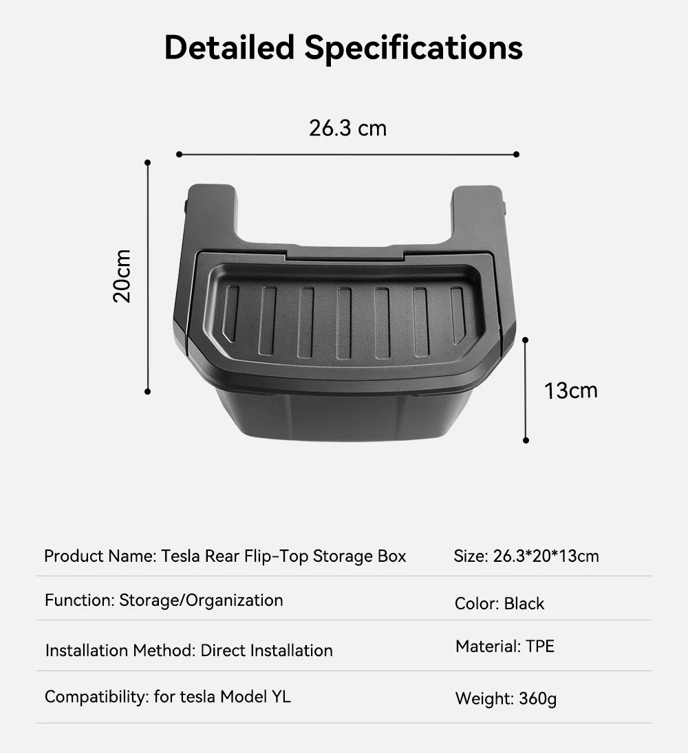YZ für Tesla Model Y YL Juniper 2026 Auto-Aufbewahrungsbox unter dem hinteren Luftauslass Organizer-Box mit Deckel Auto-Innenausstattung – Detail 16