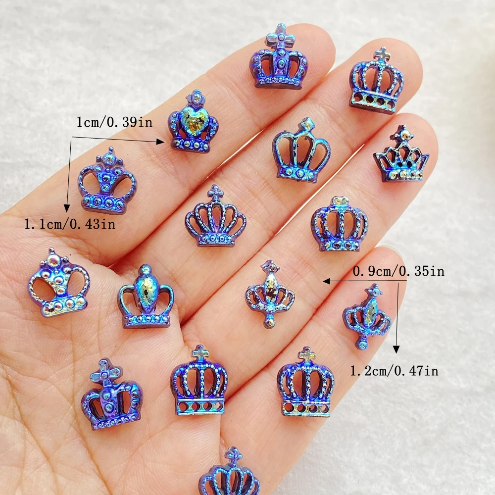 50Pcs Mixed Nail Art Resin Cartoon Mini Crown Series Charms Rhinestones DIY Craft For Nail 3D Decorations Jewelry