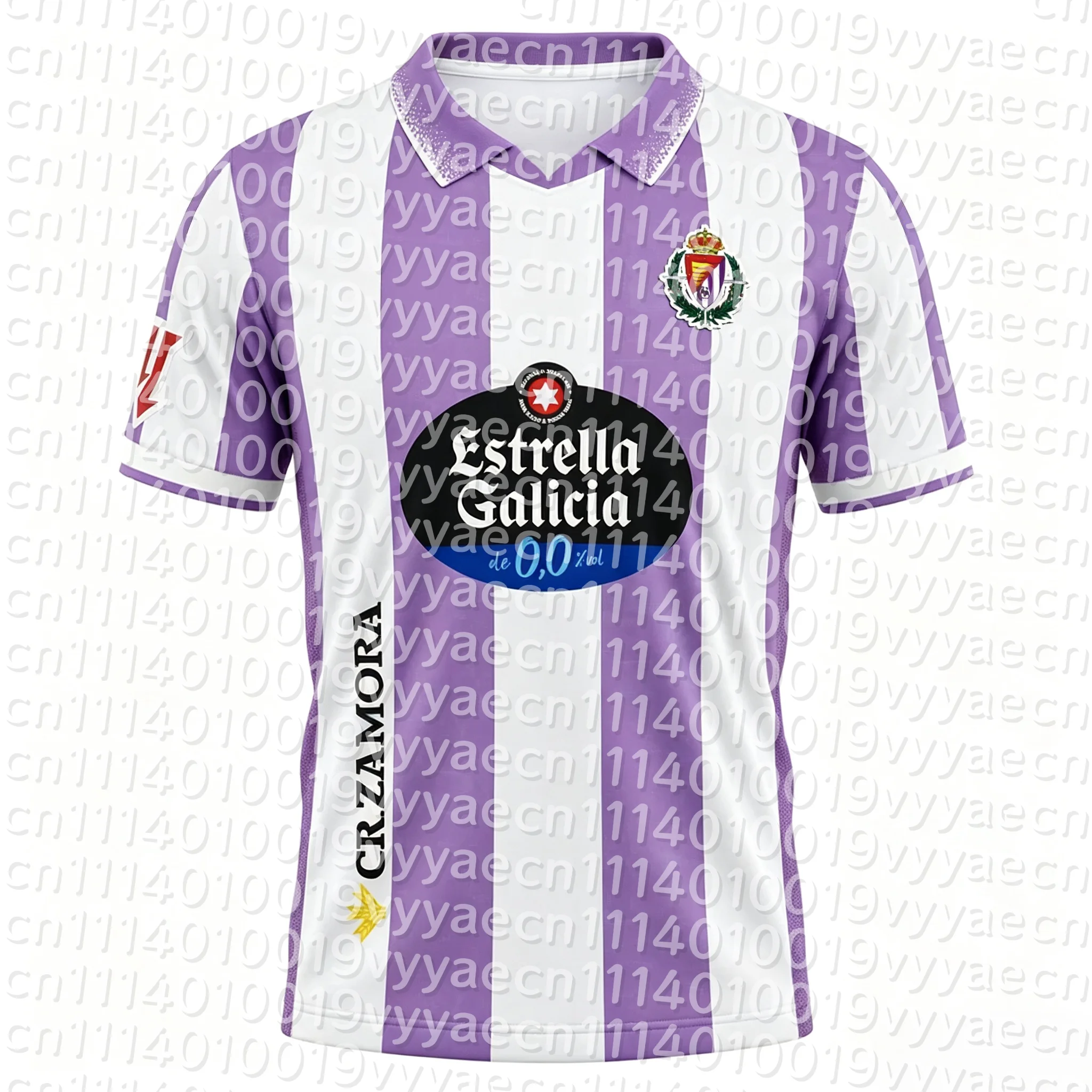 26-27 Fußballtrikot im Valladolid-Stil, passende Familien-Outfits, Sommer-Freizeit-T-Shirt mit kurzen Ärmeln, Fußballbekleidung für Herren, Damen und Kinder – Detail 1