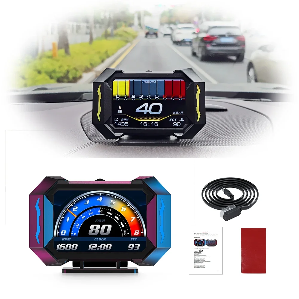 820Hot OBD2+GPS+Slope Gauge Car HUD Head up Display Car Accessories Speedometer with Car Altitude Driving Direction for Vehicles