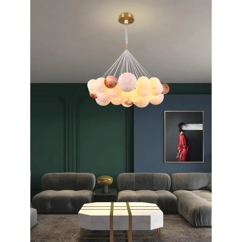 Planet Light Bubble Ball Chandelier Moon Living Room Light Creative Magic Bean Cream Wind  Luxury Bedroom Dining