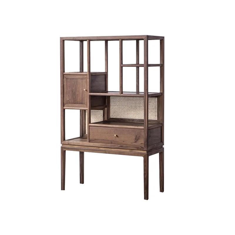 

New Chinese-style North American black walnut cabinet Song-style aesthetic shelf display cabinet rack Duobao Pavilion