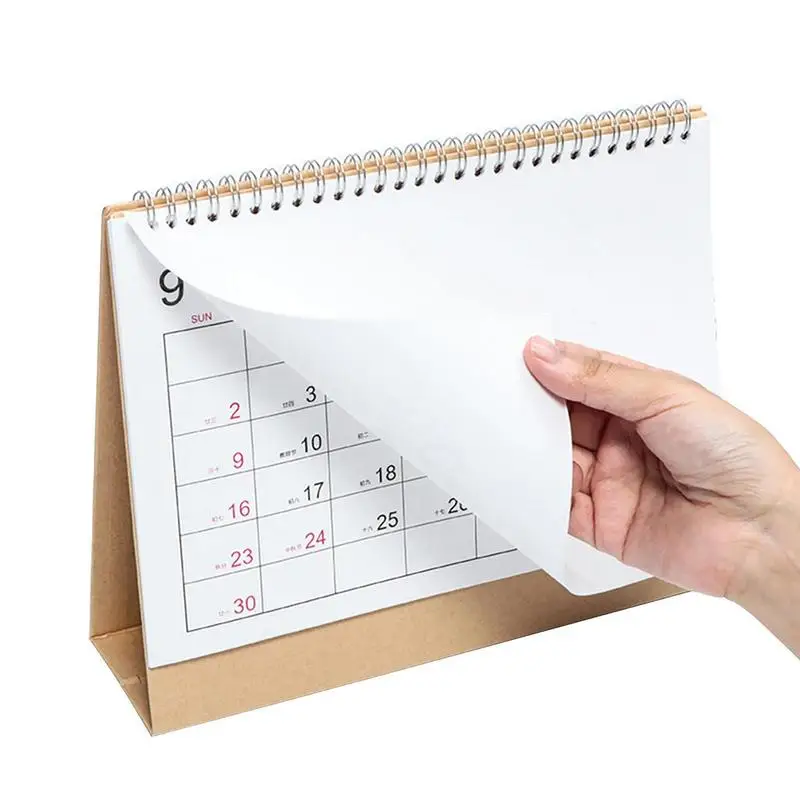 

2023-2024 Simple Solid Color Desk Calendar September 2023 to December 2024 Desktop Paper Stand Daily Table Planner Yearly Agenda