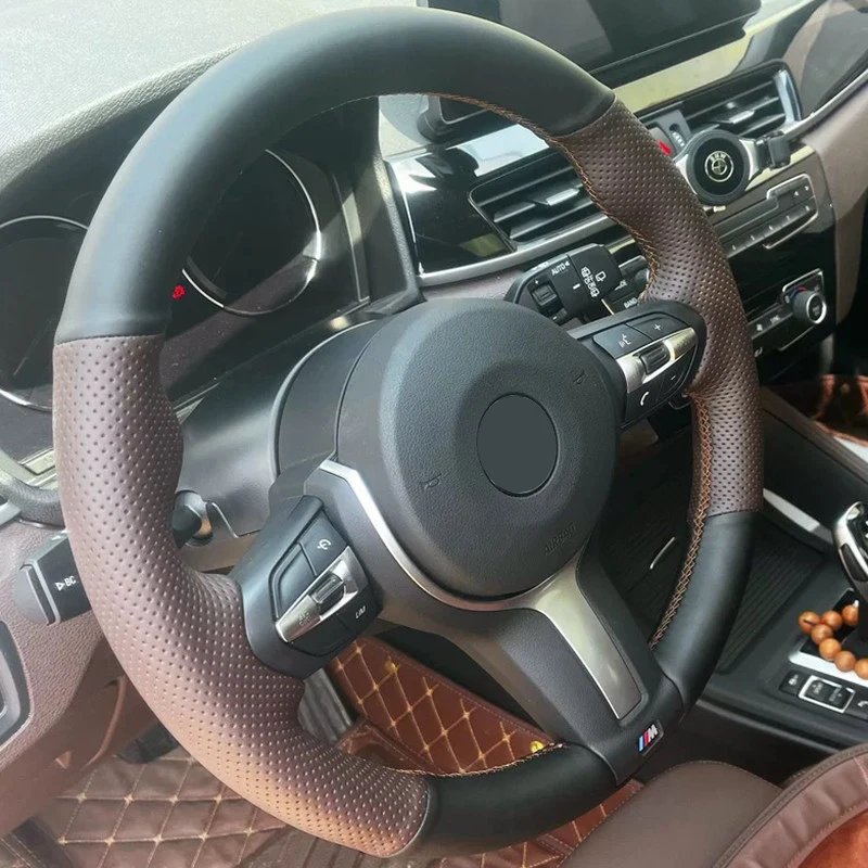 

Leather Car Steering Wheel Cover for BMW M3 M4 M Sport F30 F31 F34 F10 F11 F07 X1 X2 X3 F25 F32 F33 F36 F48 F39 Car Interior
