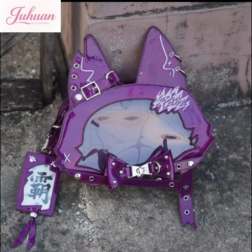 Anime Portable Itabag Y2k JK Kawaii Lolita Cosplay Cute Cat Dominates The World Cat Girl Slant Shoulder Laser Paint Skin Itabag