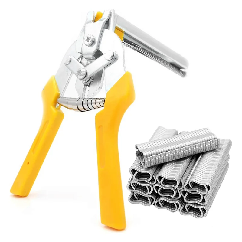 

RTCX-Type M Hog Nail Ring Pliers Kit with 2400Pcs M Clips for Fence Fastening, Upholstery Installation, Animal Cages,Yellow