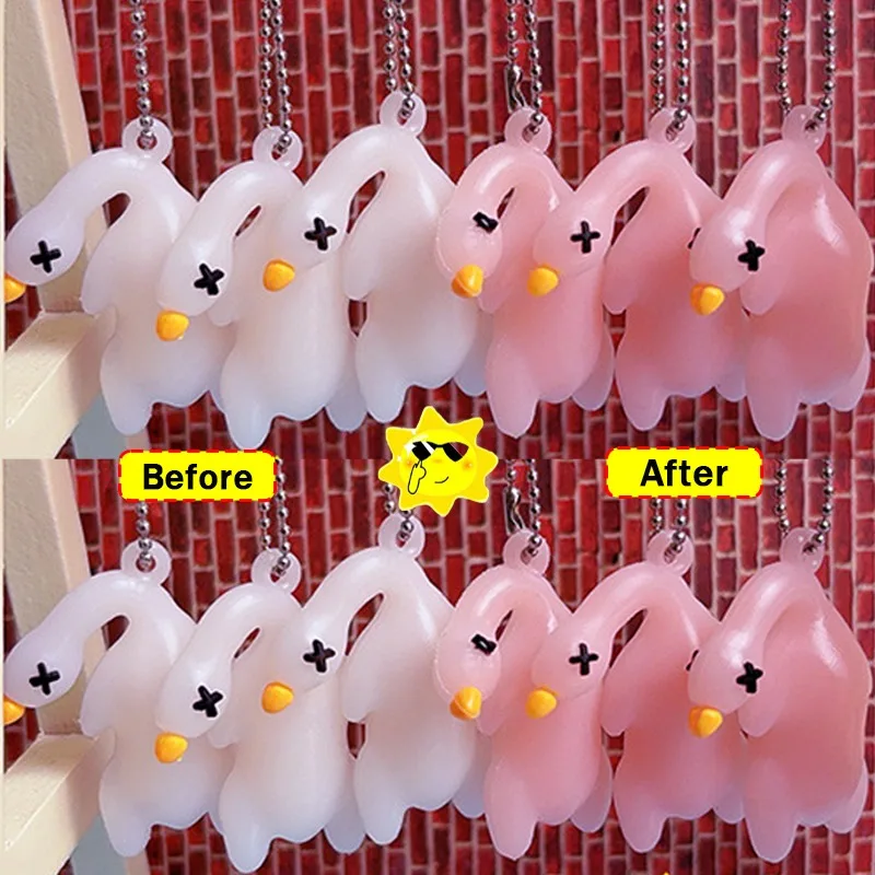 Color Chang Roast Duck Keychain Cute Sensitive Color Shift Pendant Keyring Funny Backpack Charm Novelty Creative Ornament Gift
