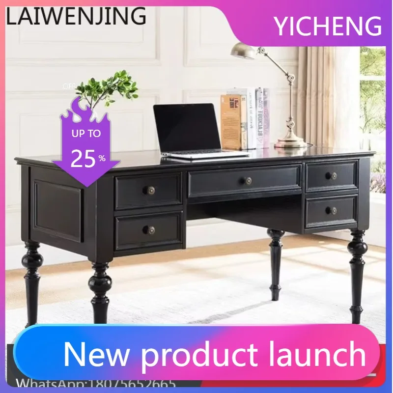 

LYY solid wood desk and chair combination retro study bedroom office computer desk home writing desk