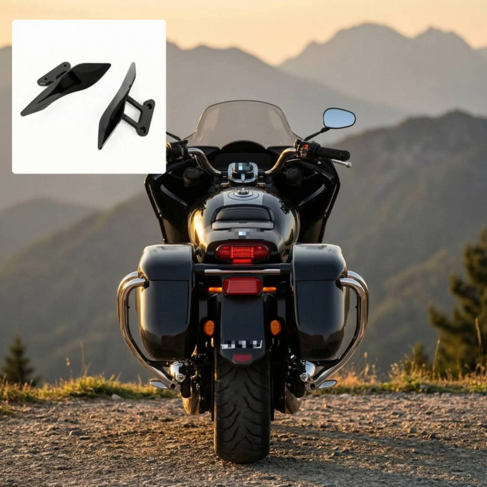 Motorcycle Side Wind Deflectors Weather-Resistant Motorcycle Wind Deflector with Bracket Windscreen Easy to Install Sturdy
