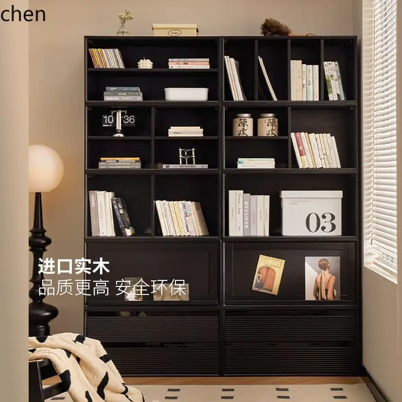 HT Rubber Wood  Combination TV Cabinet Free Combination Grid Cabinet Home Living Room Dining Side Storage Floor Low Cabinet