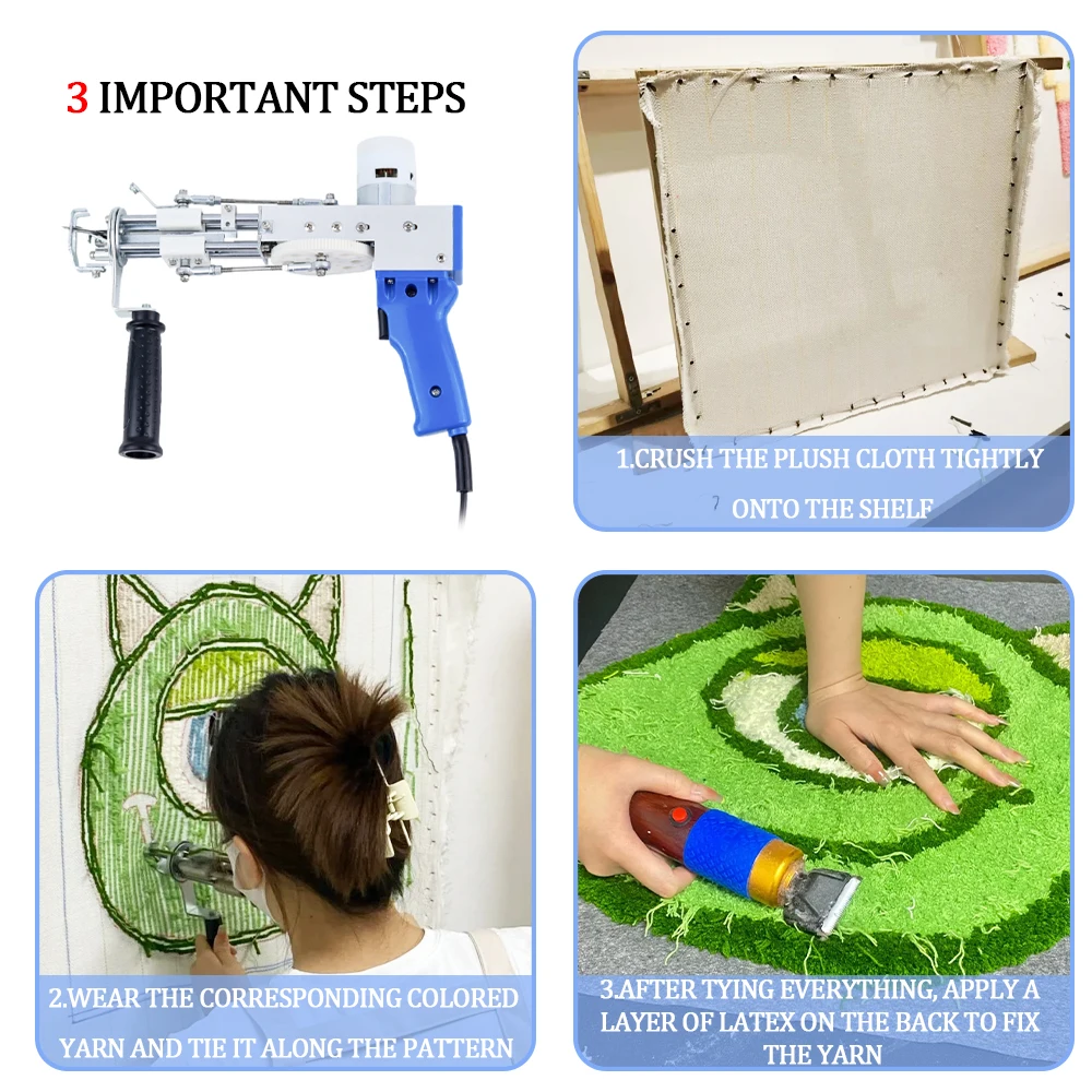 Neue blaue Digitalanzeige Tufting-Pistole 2-in-1 Schnitt- und Schlingenflor DIY-Werkzeuge Elektrische Teppichwebmaschine Beflockungsmaschine – Detail 2