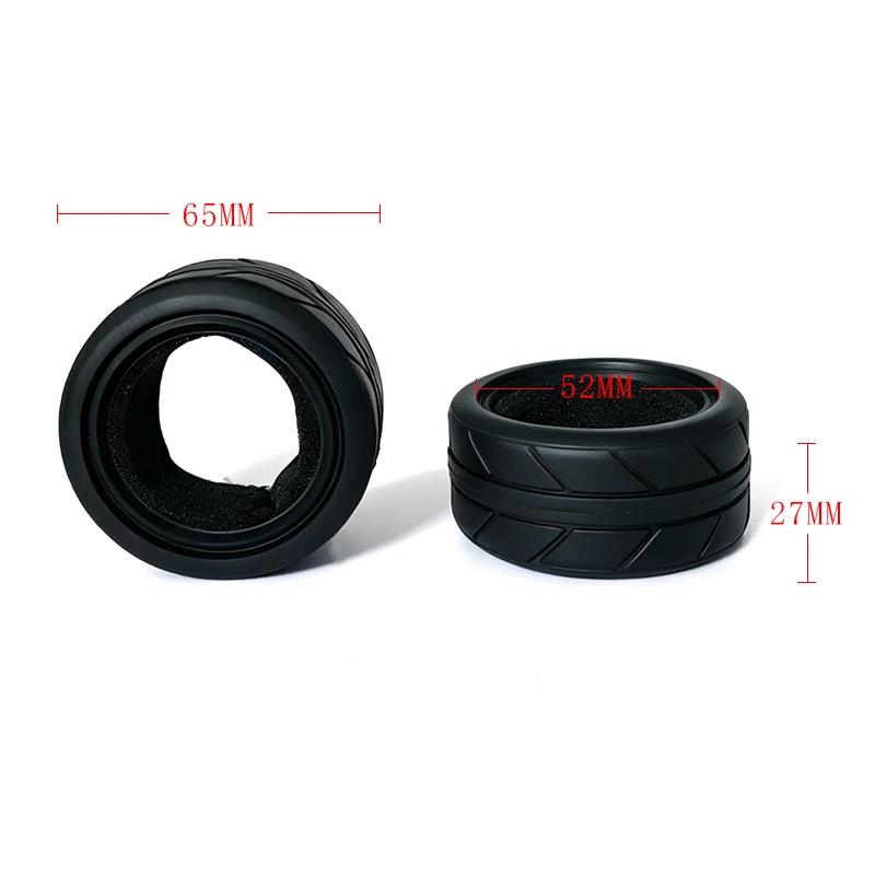4Pcs 65MM 1/10 RC Racing Tires High Grip Tires for Tamiya TT01 TT02 XV01 XV02 PTG-2 TA06 HSP HPI Kyosho RC Car Upgrade Parts