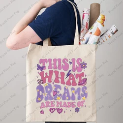 1 pc  Lizzie Mcguire This Is What Dreams Are Made Of Canvas Tote Bag for Girls pattern Tote Bag  Canvas Shoulder Bag For Travel