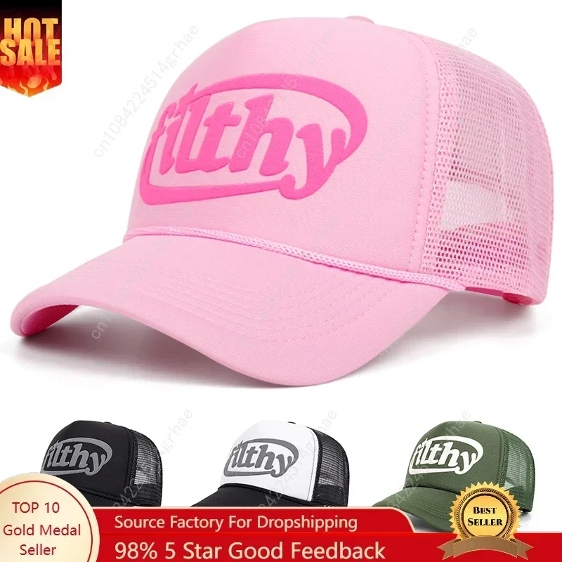 

Filthy letter sponge printed baseball cap, outdoor sports event net cap, baseball cap, American truck driver cap