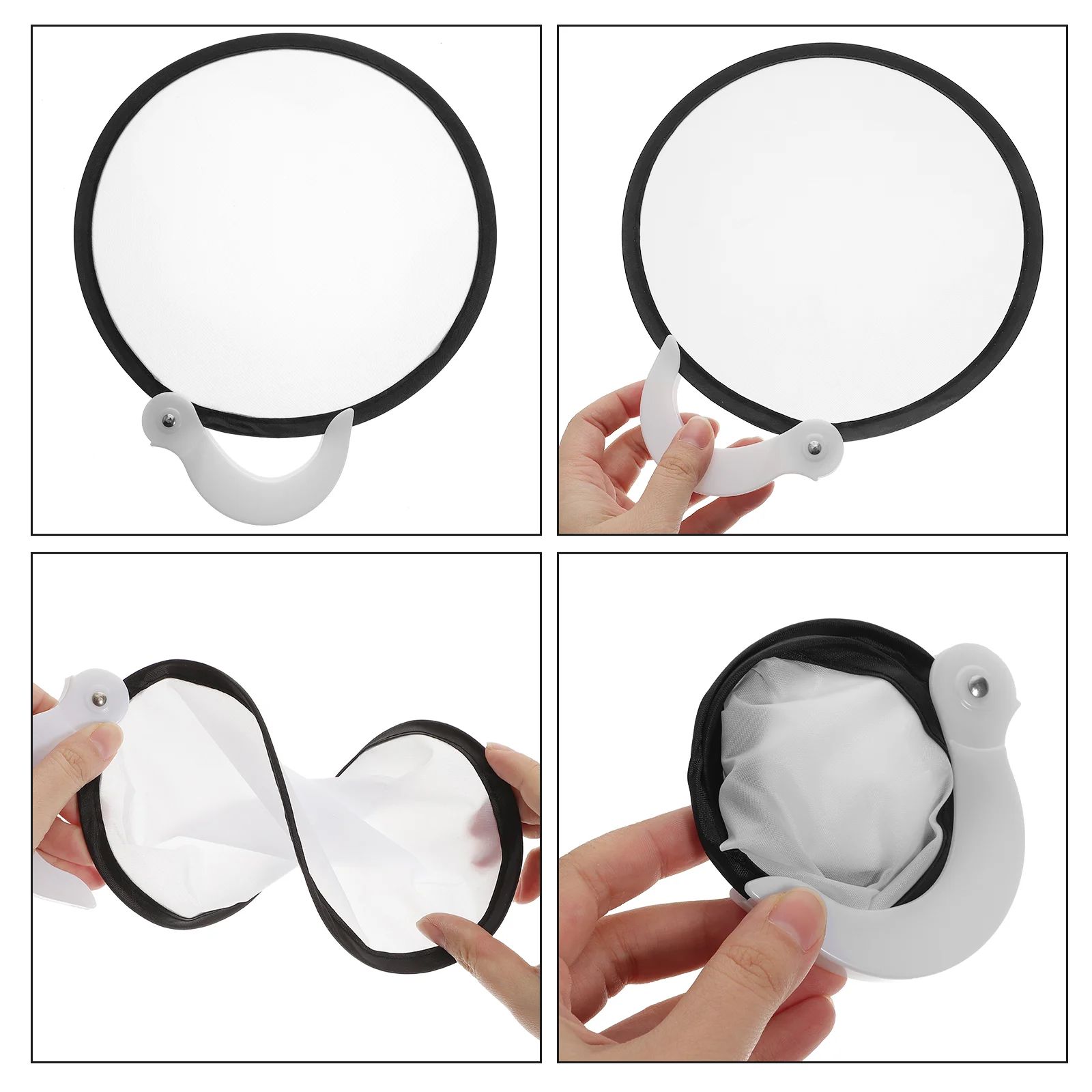 

2 Pcs Portable Small Hand Foldable Round Fans Plastic with Handle Child