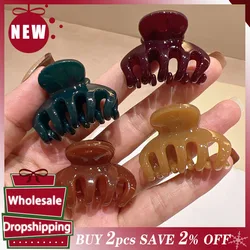 Jelly Color Acetate Korean Hair Claw Geometric High Ponytail Holder Barrettes Women Elegant Mini Hair Crabs Hair Accessories