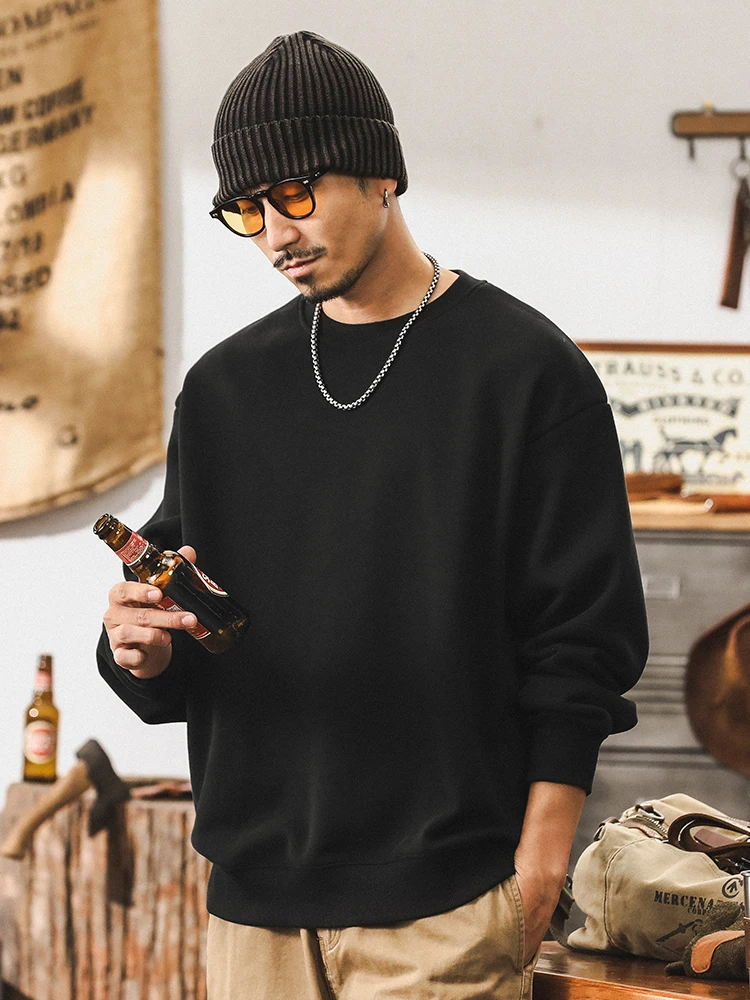 American Sle Fce Lined Hoodie Men's Casual Loose Simple Cotton Polyester Blend Long Sve round Ne Sweatirt