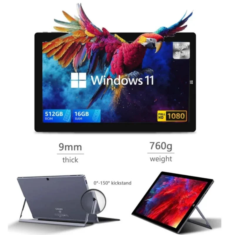 تابلت PAD1162 مقاس 11.6 بوصة ونظام التشغيل Windows 11 Intel Celeron N4100 64 بت LPDDR3 8 جيجابايت/16 جيجابايت رام 512 جيجابايت SSD ROM 1920 × 1080 بكسل شاشة HDMI
