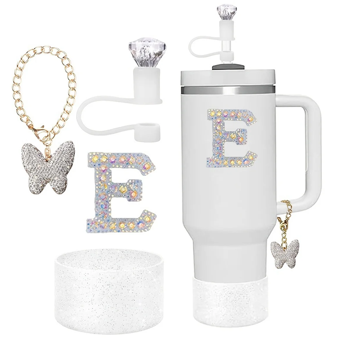 AB51 Personalized Tumbler Accessories for StanleyCup, Initials Decorations, Leak Stopper, Straw Cover Cap, Letter Charms