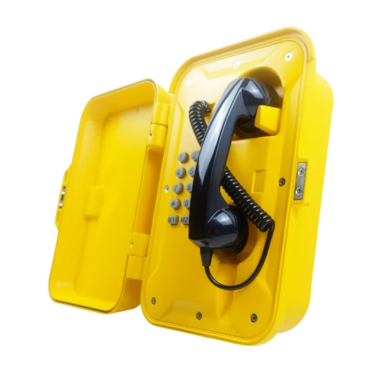 Red Water Resistant Emergency Mine Telefone Weather Proof Keypad Wall Wired Emergency Call Sos Phone Rugged Industrial Telephone