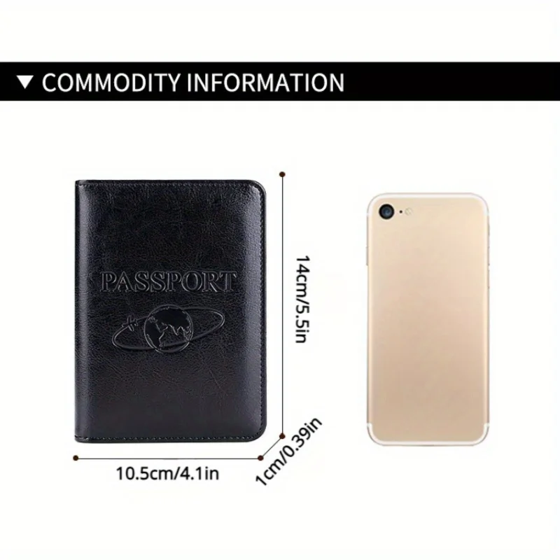 1pc Men's RFID Passport Card Holder, Multi-functional Cowhide Travel Wallet - Securely protect your passport and cards on the go