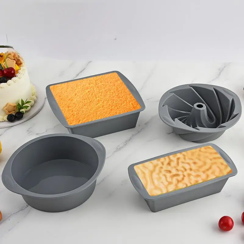 

Silicone Square 4-Piece Cake Pan Non-Stick Brownie Mold with Anti-Slip Handle for Oven and Air Fryer Safe Baking