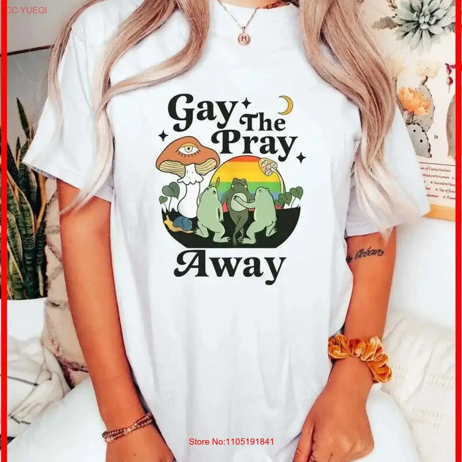 Gay The Pray Away White Cotton T Shirt S 5XL vintage Washed designer clothes Versatile Slightly Soft Comfortable Casual graphic