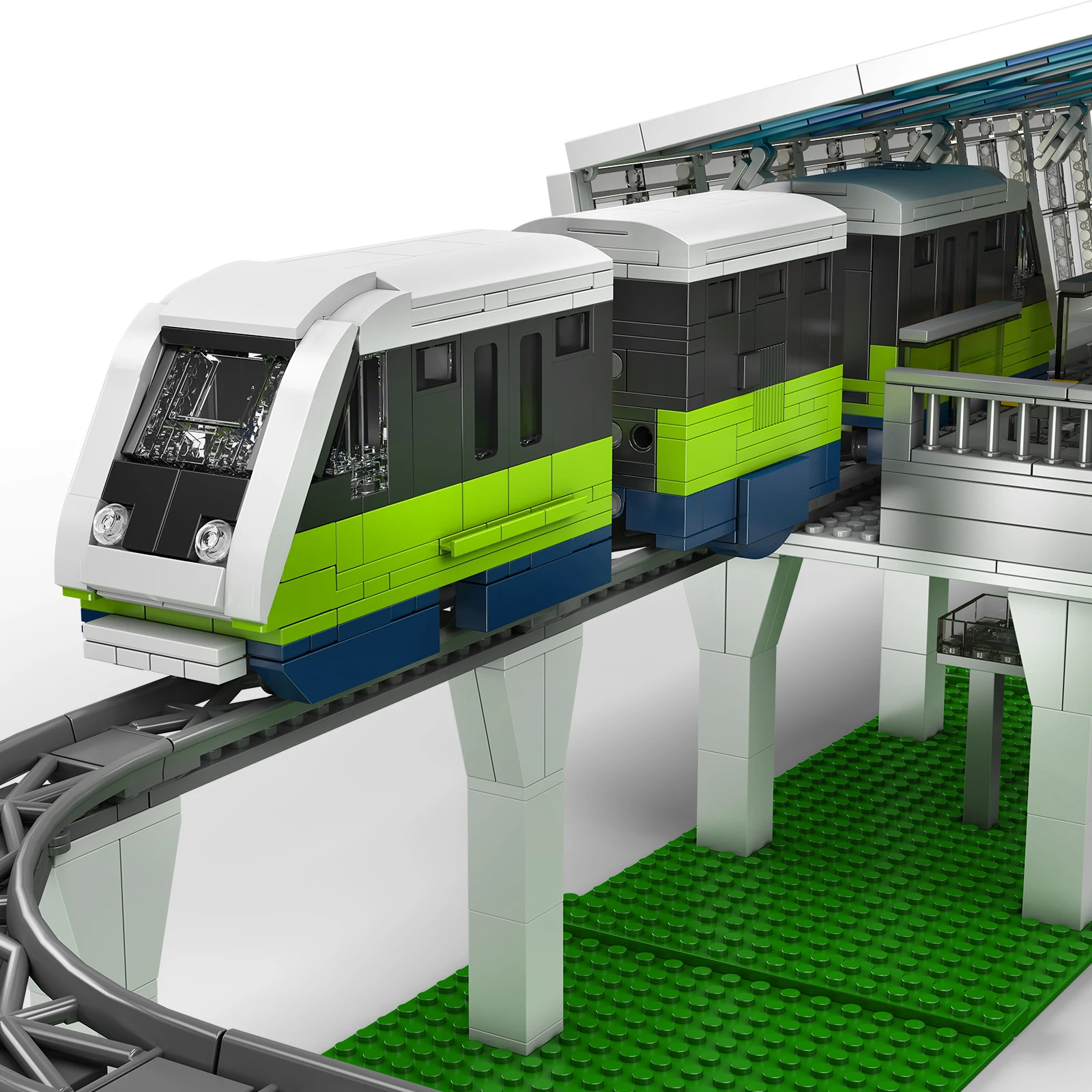 

Mould King 1957 Pieces , Remote Control 12040 Italian Monorail Express Light Rail Train Building Blocks Set Passenger Train Toy