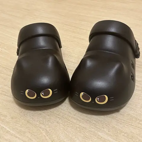 New creative black cat slippers for women summer soft cloud mules clogs woman strap sandal shoes cute kitty mary jane EVA sliper
