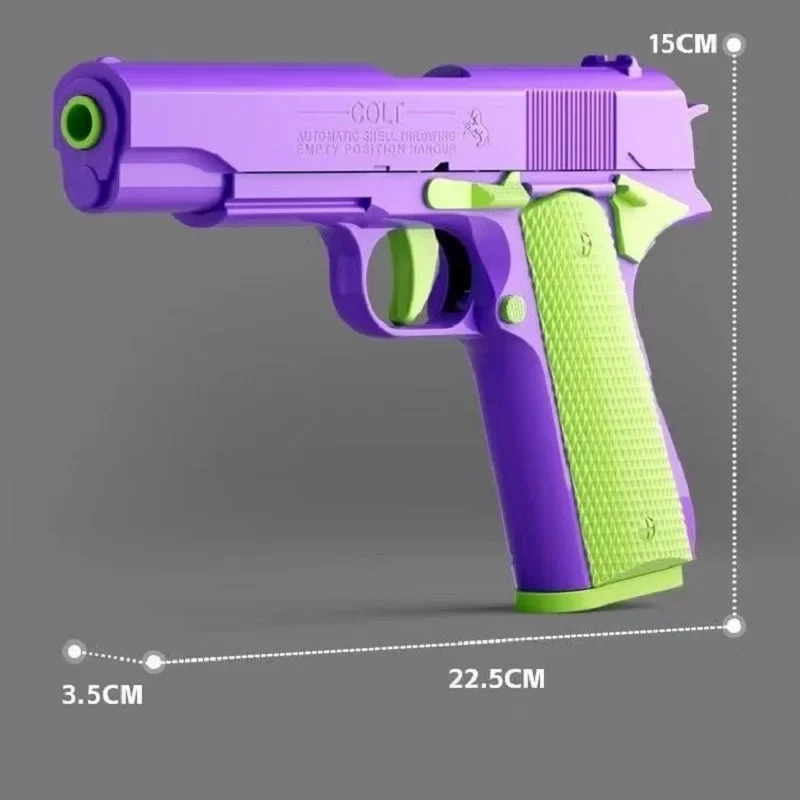 Modelo luminoso de lanzamiento de carcasa continua 1911, pistolas de juguete de simulación para niños, revista vacía que cuelga la pistola de plástico de descompresión para niños