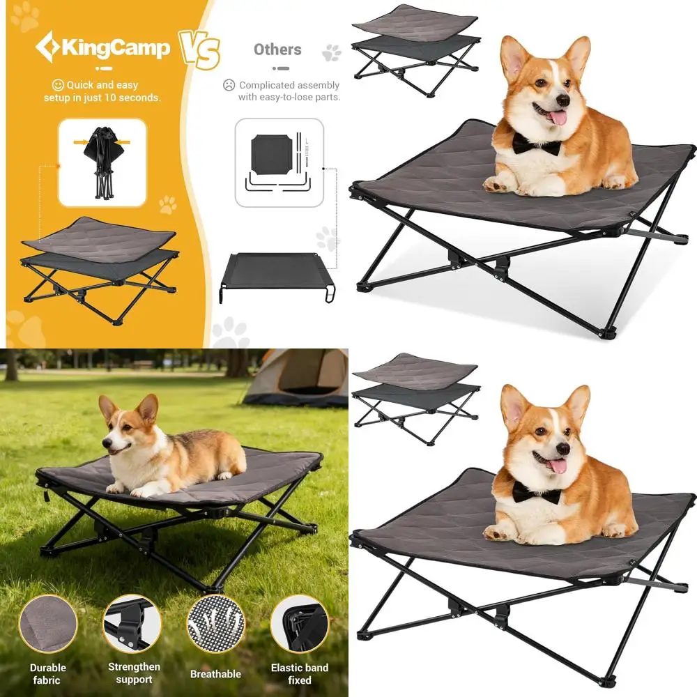 

Medium Size Outdoor & Indoor Cooling Pet Cot with Breathable Mesh and Non-Slip Feet, Ideal for Camping and Backyard Use (Black)