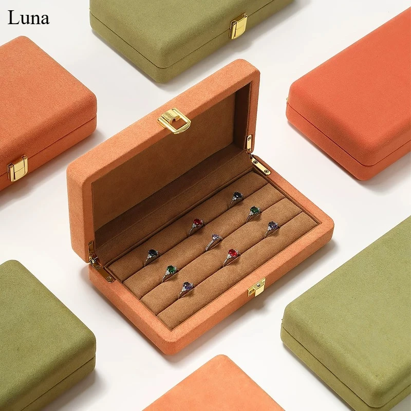European Style Microfiber Metal Clasp Jewelry Box, Storage Case for Ring Pendant Necklace Earring, Luxury Organizer for Women