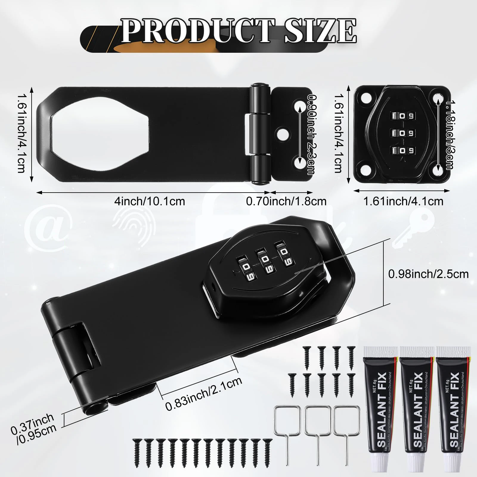 4in Mechanical Password Lock Household Password Lock Rotary Hasp Locks Keyless for Garden Interior Mailbox Bathroom Pet Doors