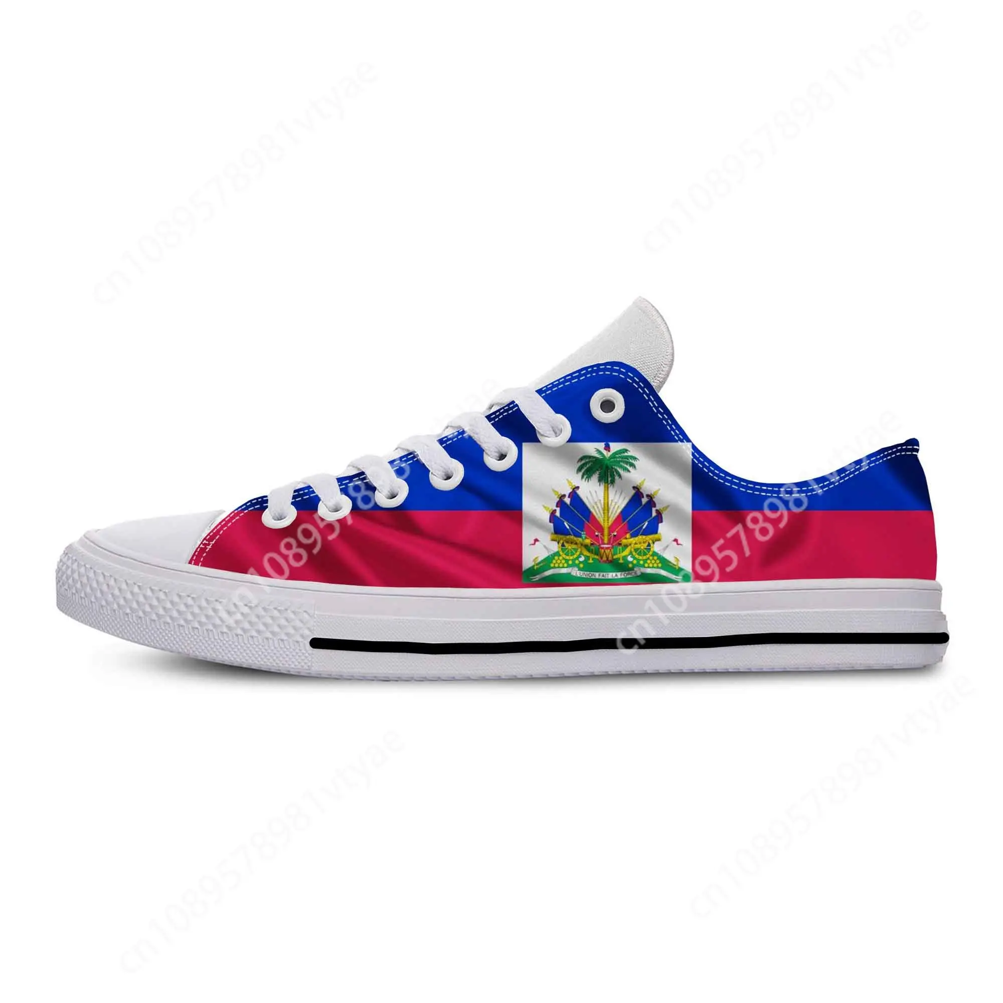 

Haiti Haitian Flag Patriotic Pride Fashion Popular Casual Cloth Shoes Low Top Comfortable Breathable 3D Print Men Women Sneakers