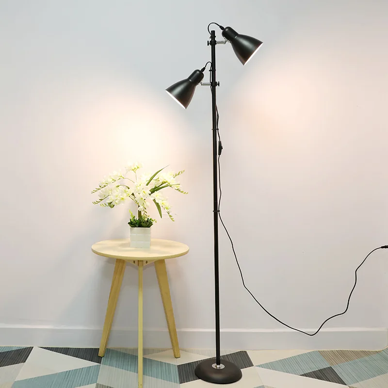 

Double headed Led Standing lamp Study bedroom Floor lamp Modern Simplicity lamp Iron lampshade head Adjustable Floor light