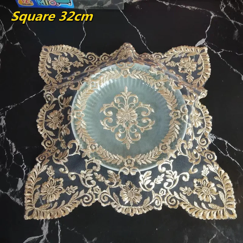 NEW Square 32cm European style embroidered delicate table mat vase bonsai pad bar telephone laptop cover cloth party decoration