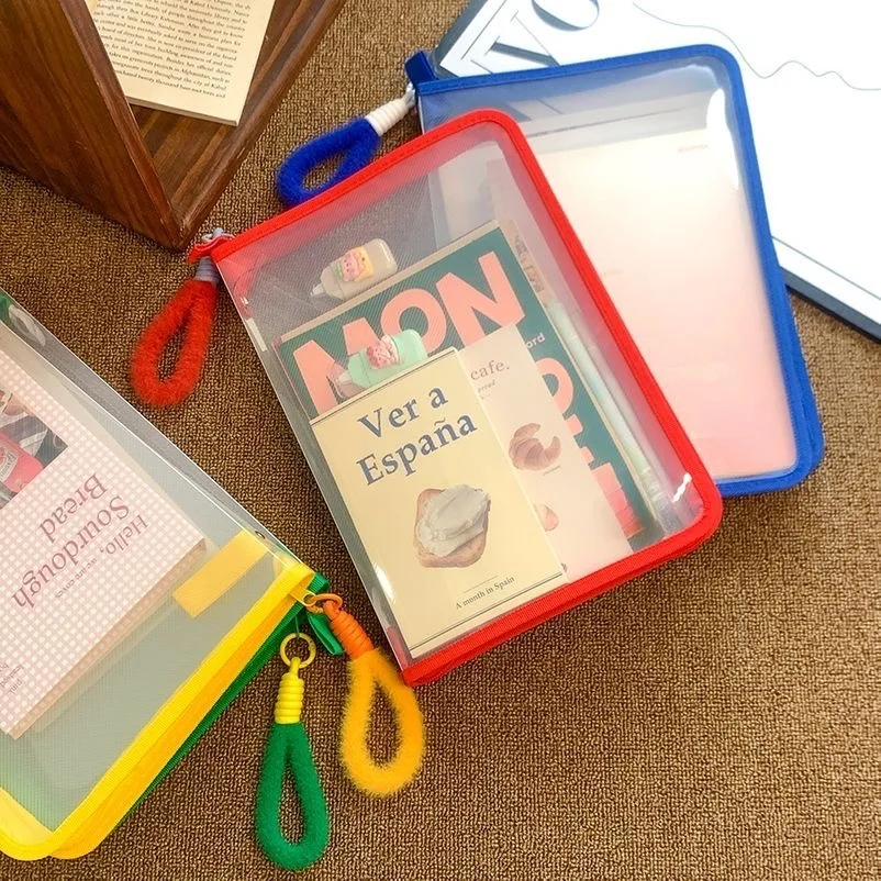 1pcs Transparent Zipper Pouch Document Bag Waterproof Zip File Folders A4 School Office Supplies Pencil Case Storage Bags
