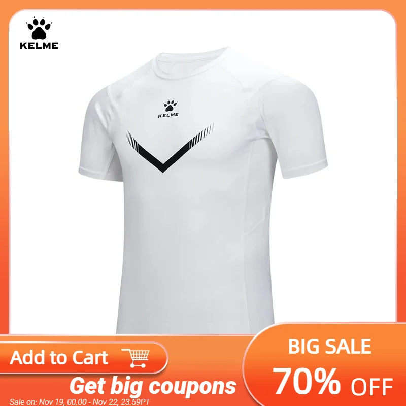 KELME Mens Running Shirts Workout Tops Men Sport Fitness Shirts Gym Tops Men Crew Neck Breathable T-Shirt