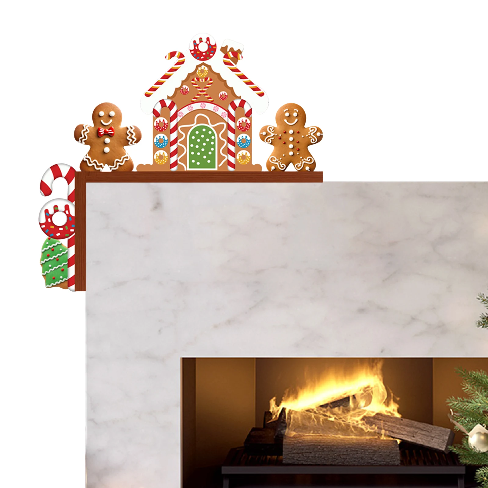 2 قطعة عيد الميلاد الزنجبيل رجل الحلوى الباب القبعات العالية عيد الميلاد إطار الباب الديكور لعيد الميلاد حفلة لصالح لوازم ديكور #1