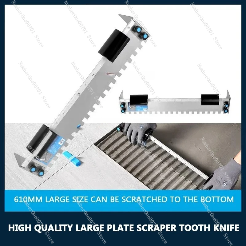 Multipurpose Home Wall Curved Handle Decorative Stainless Steel Extra Rectangular Notched Trowel for Large Size Ceramic Tiles