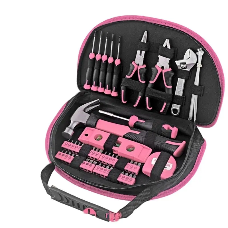 abmh-pink-women'-s-tool-set-63-piece-portable-case-wrenches-screwdrivers-home-repair-tools-non-slip-grip
