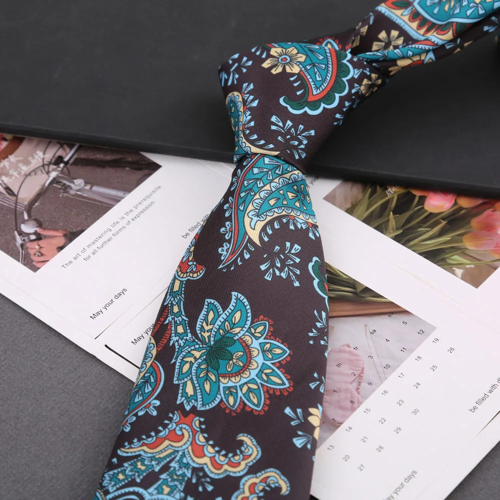Weiche Herren-Krawatte aus Seidenimitat, bunt, 8 cm, Paisley-Blumen-Punktmuster, Business-Party-Krawatte, Accessoires, Geschenke – Detail 16