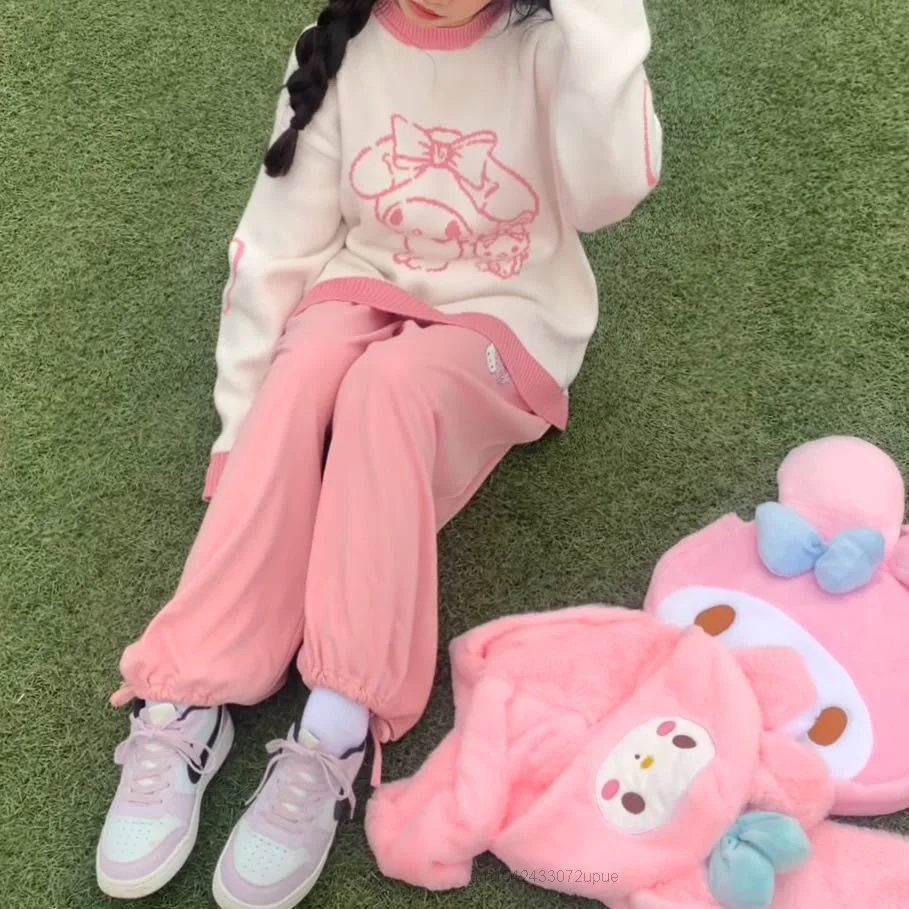 Sanrio Melodie Koreaanse Stijl Trui Met Volledige Mouwen, Lieve En Mooie Zachte Meisjestweater Trui Voor Dames Trui Met Topkleding