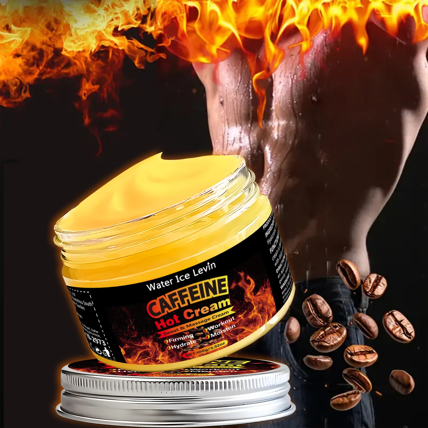 كريم تدليك الكافيين، كريم الجسم، غني بالكافيين ومستخلصات أخرى، لشد البشرة، ترطيب البشرة، سهل الامتصاص