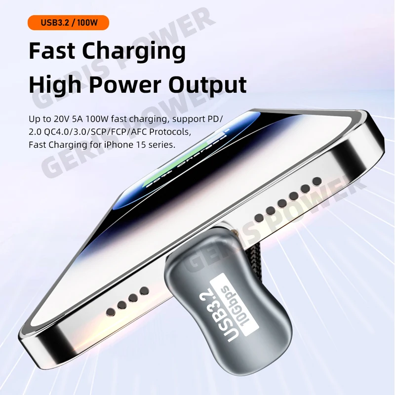 Type C to Type C Cable 100W PD U-Shape USB3.1 10Gbps TunderBolt 3 USB C Cord For iPhone 15 Pro Max MacBook Pro Samsung Xiaomi