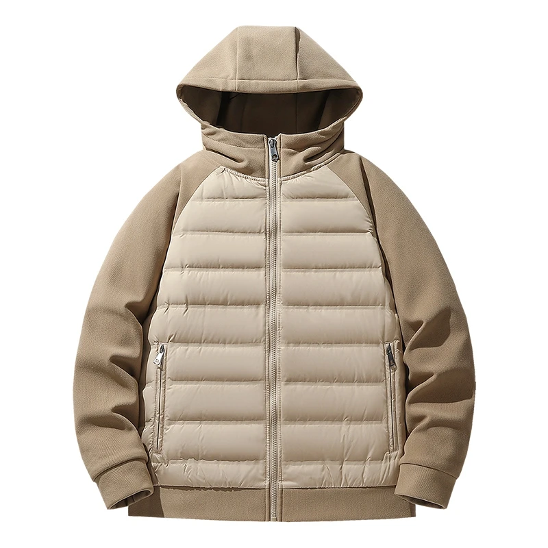 

Autumn and winter new hooded down jacket men's fashion British style solid color everything outdoor trend casual warm jacket