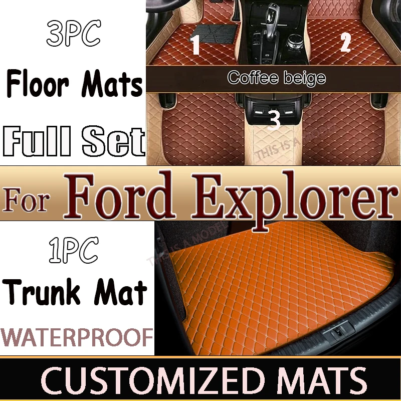 Car Floor Mat For Ford Explorer Classic U502 7seat 2016~2019 Non-slip Pad Waterproof Pads Rugs Leather Floor Mat Car Accessories