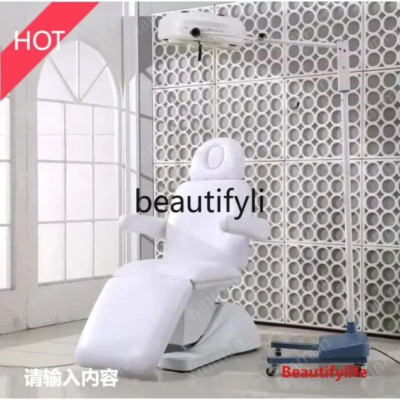 cn8350 ss New Luxury Black Leather Gold Base Salon Massage Bed 3 Motor Electric Facial Spa Bed s8350